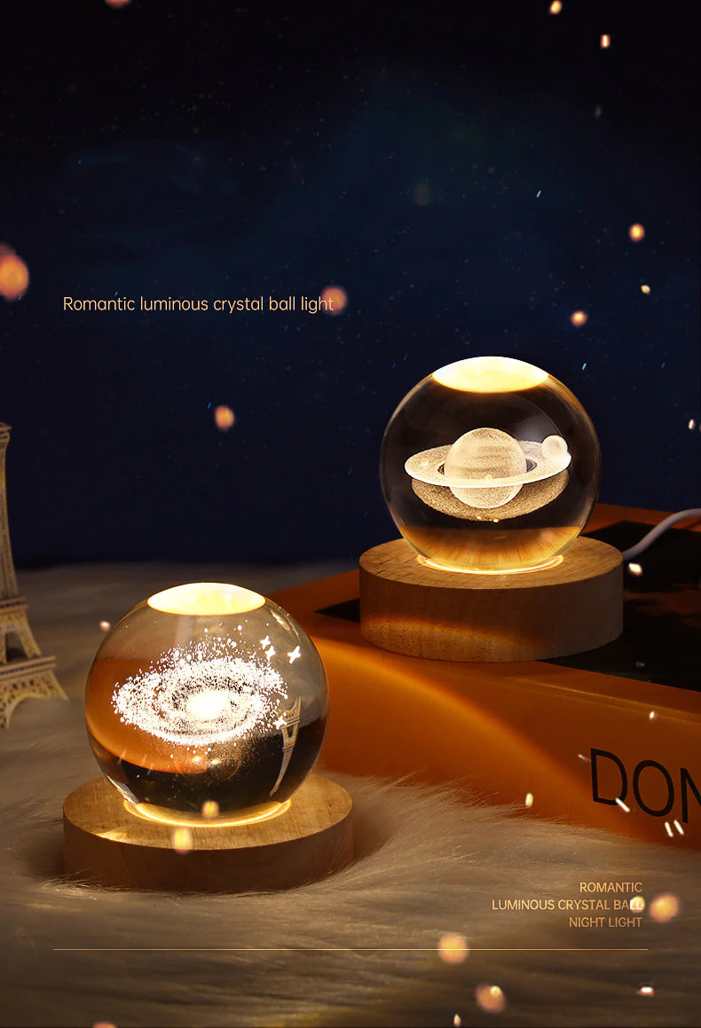 Glowing Planetary Galaxy Astronaut Crystal Ball Night Lights