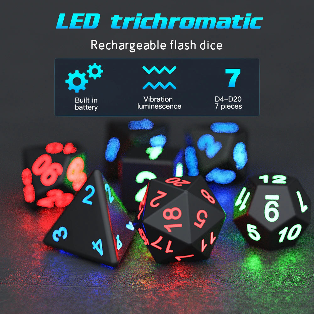 7PCS LED Light-emitting Dices Set For RPG Role Playing Table Games