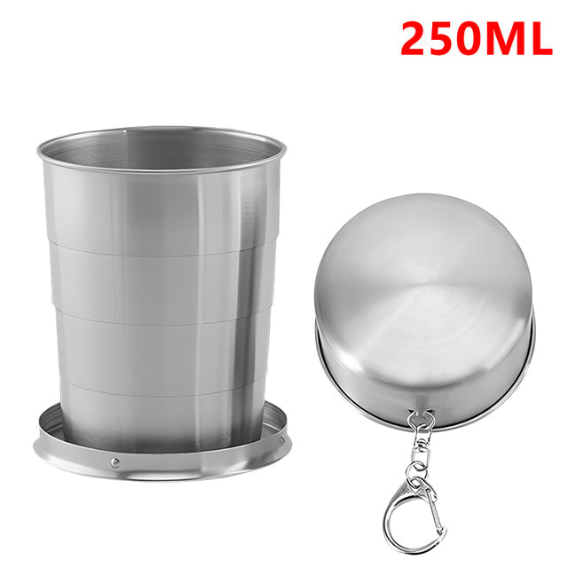 Stainless Steel Folding Cup Foldable Travel Camping Cookware Retractable Cup Teacups Telescopic Cup Drinkware 75ml/150ml/250ml