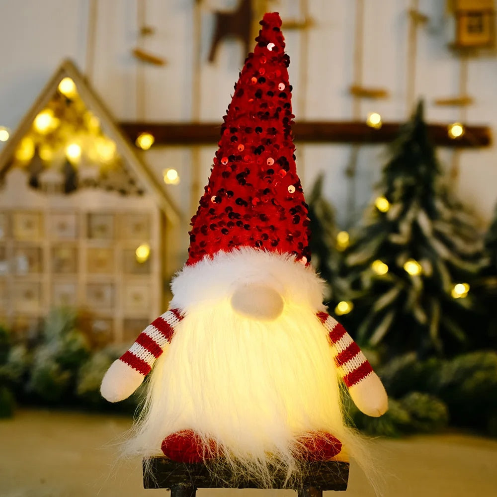 30cm Christmas Doll Elf Gnome with Led Light Christmas Decorations