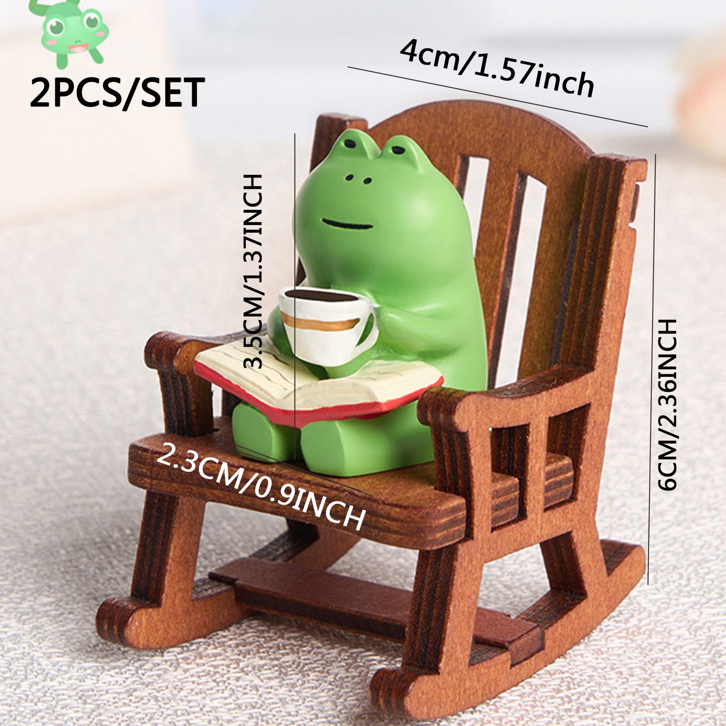 2PC Frog Rocker Chair Cute Japanese Healing Small