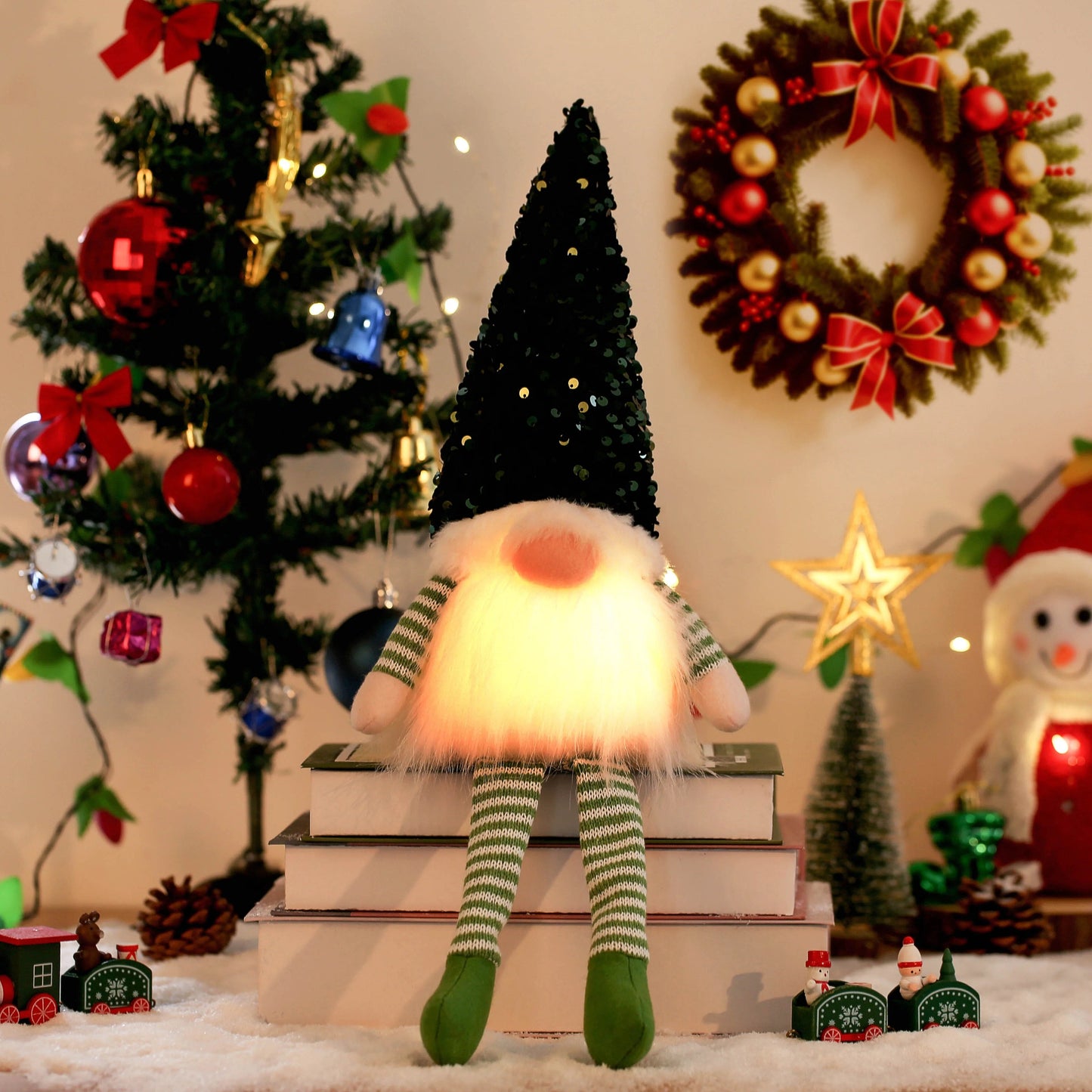 30cm Christmas Doll Elf Gnome with Led Light Christmas Decorations