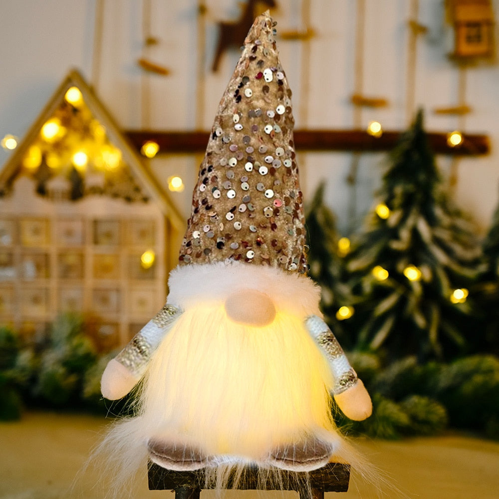 30cm Christmas Doll Elf Gnome with Led Light Christmas Decorations