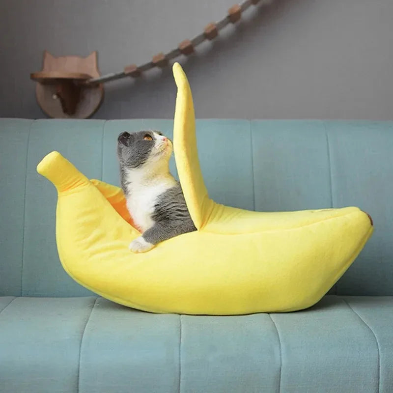 Warm Banana Shaped Cat Bed