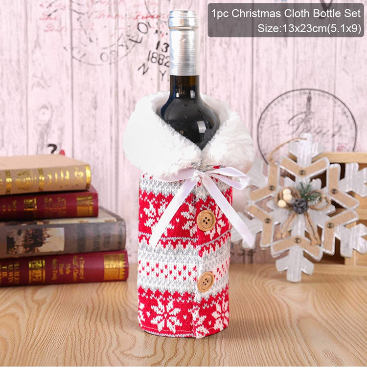 Christmas Wine Bottle Cover Merry Christmas Decorations