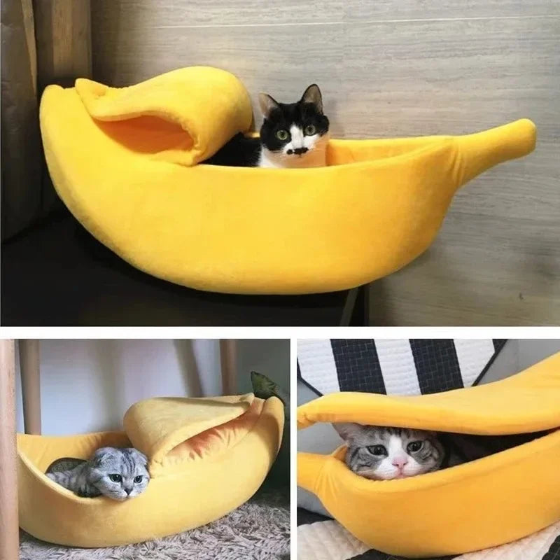 Warm Banana Shaped Cat Bed