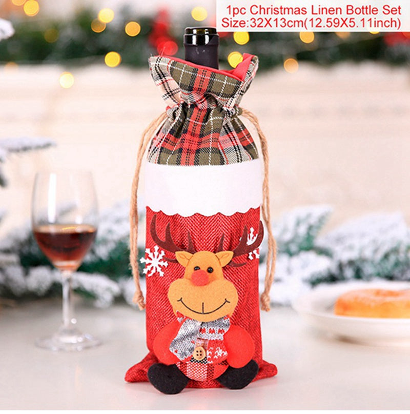 Christmas Wine Bottle Cover Merry Christmas Decorations