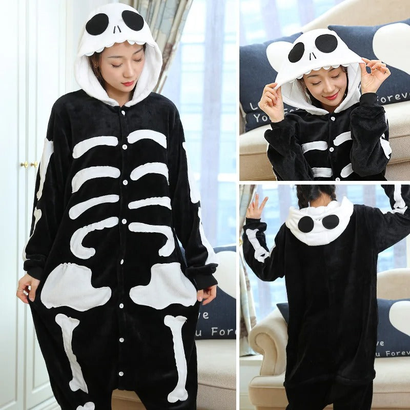 Women Cute Panda Bear Zebra Cartoon Onesies Kigurumi Unisex Autumn Winter Anime Costumes Adults Kids Flannel Sleepwear Pajamas