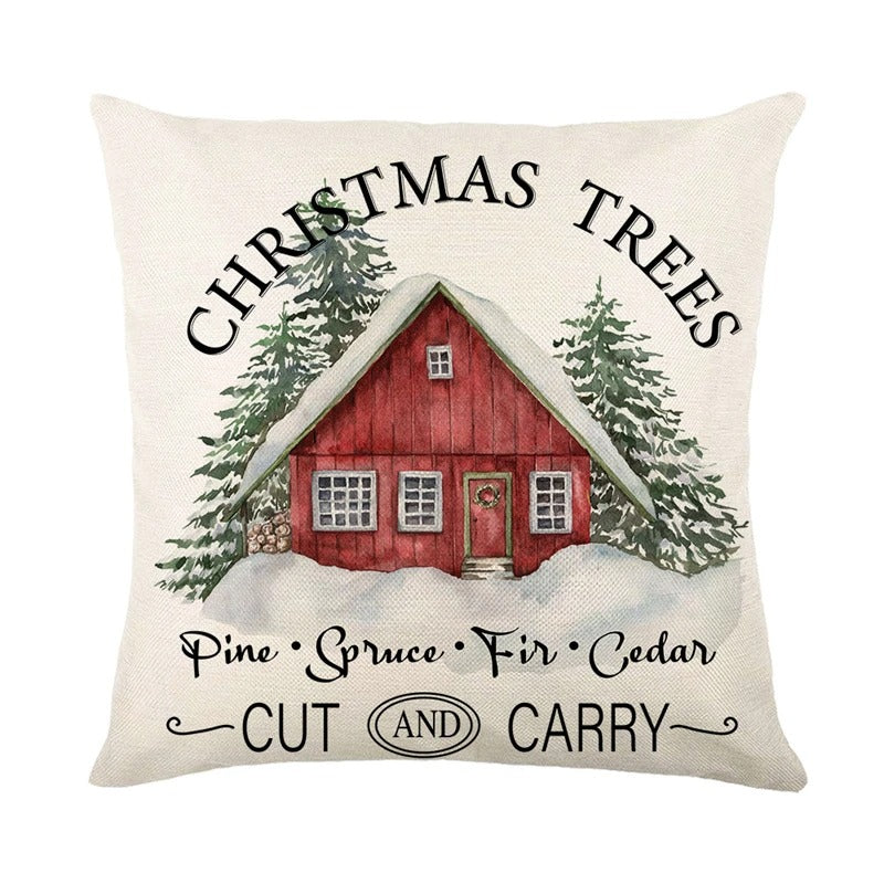 Linen Christmas Pillow  Cushion Cover 45x45cm