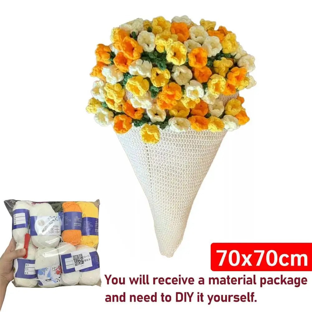 DIY Handmade Flower Crocheted Blanket Material Package Flower Bouquet