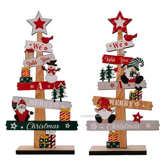 Desktop Christmas Tree Santa Claus DIY Decoration Wooden