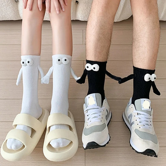 Doll Couple Socks Cartoon Lovely Hand In Hand Cotton Breathable Comfortable Magnetic Attraction Socks For Women Cute Socks