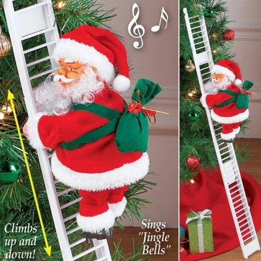 2024 Santa Claus Doll Climbing Ladder with Music Christmas Tree Ornaments Decorations