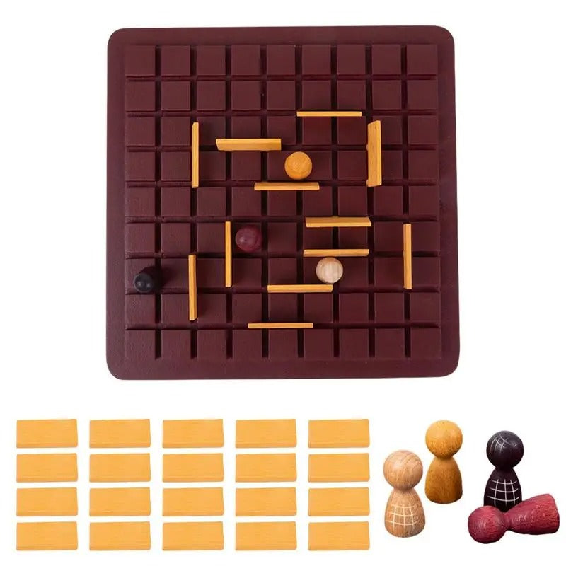 Wooden Checkers Board Game Two-Player Game