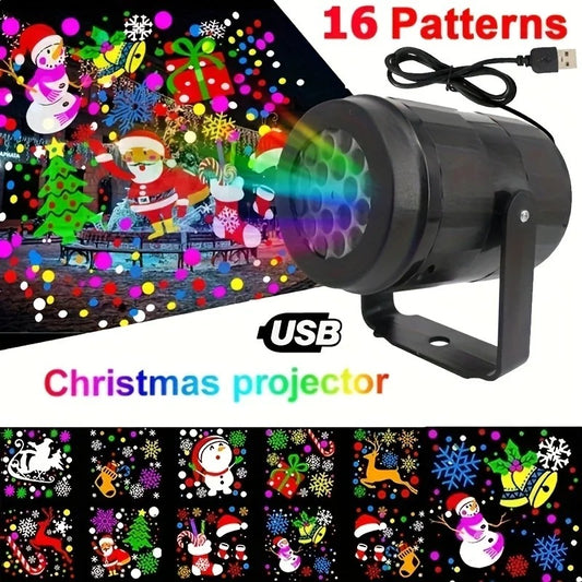 1pc Snowflake Christmas Laser Projector Light,16 patterns Waterproof Rotating