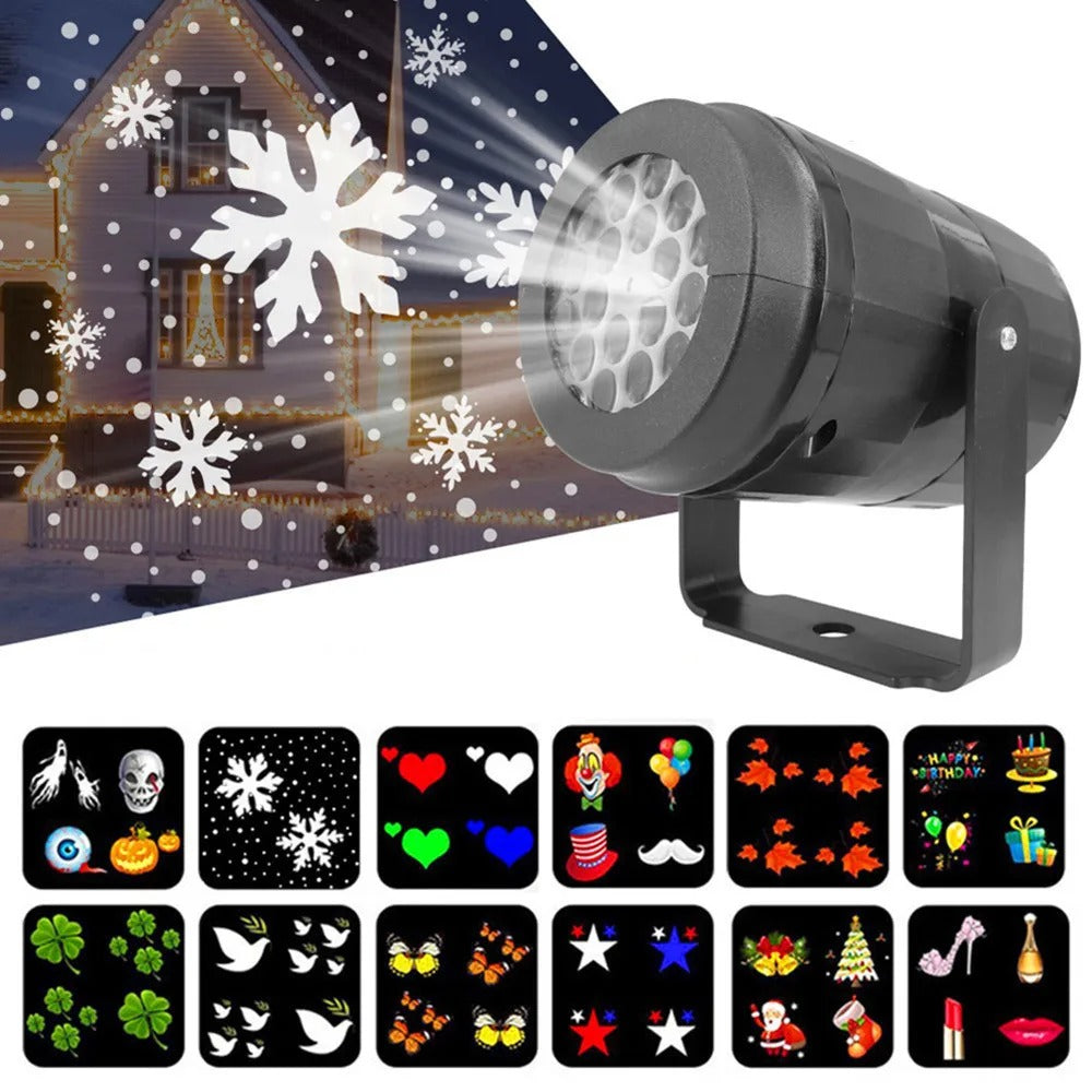 Christmas Party Lights LED Laser Snowflake Projector 4W Stage Lights Rotating