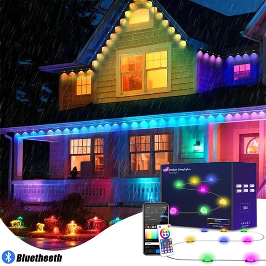 RGB Eave Light String LED String Lighting Outdoor Courtyard Decorations Waterproof String Lights for Woof Eave Wall Step Lights