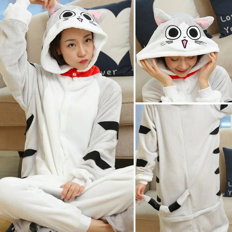 Women Cute Panda Bear Zebra Cartoon Onesies Kigurumi Unisex Autumn Winter Anime Costumes Adults Kids Flannel Sleepwear Pajamas