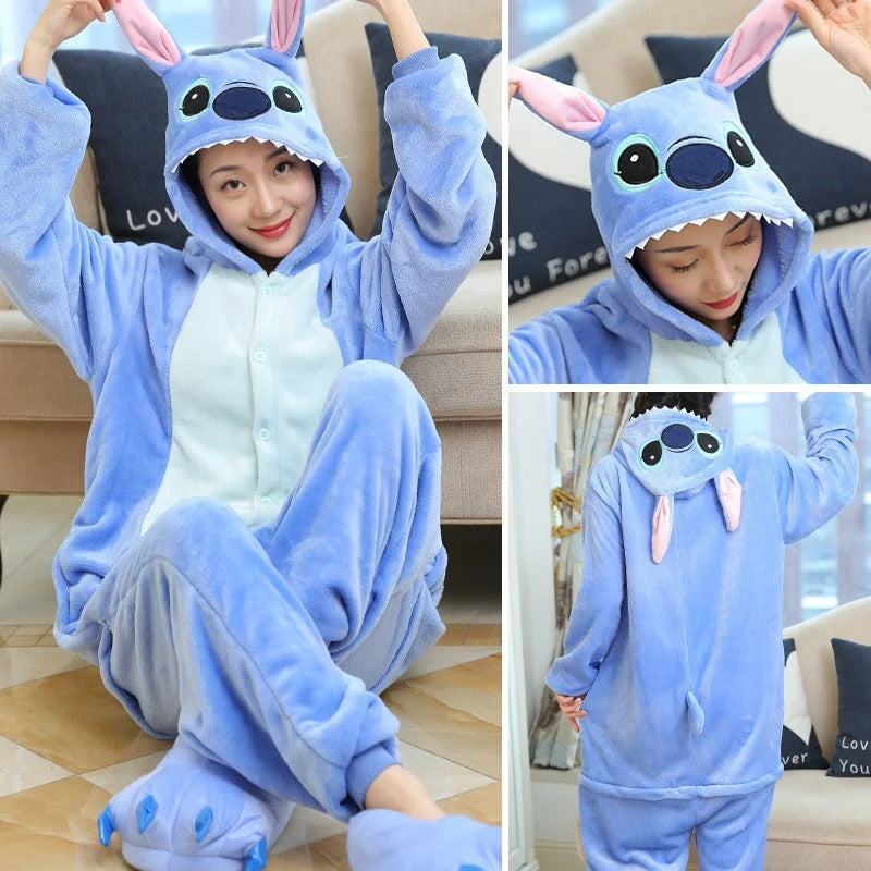 Women Cute Panda Bear Zebra Cartoon Onesies Kigurumi Unisex Autumn Winter Anime Costumes Adults Kids Flannel Sleepwear Pajamas