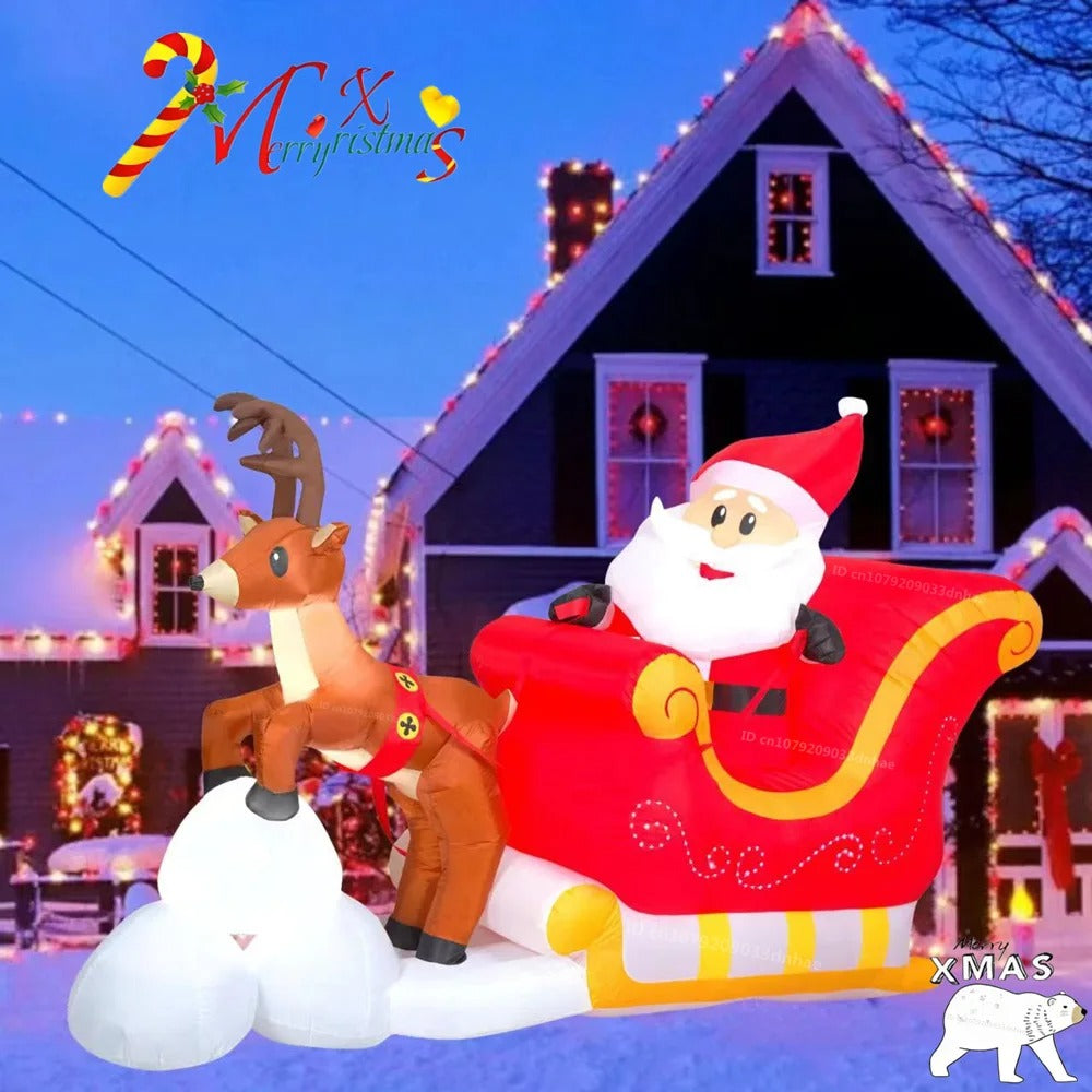 1.5M/5FT Christmas Inflatable Snowman/Deer Trailer Santa Claus Model With LED Light