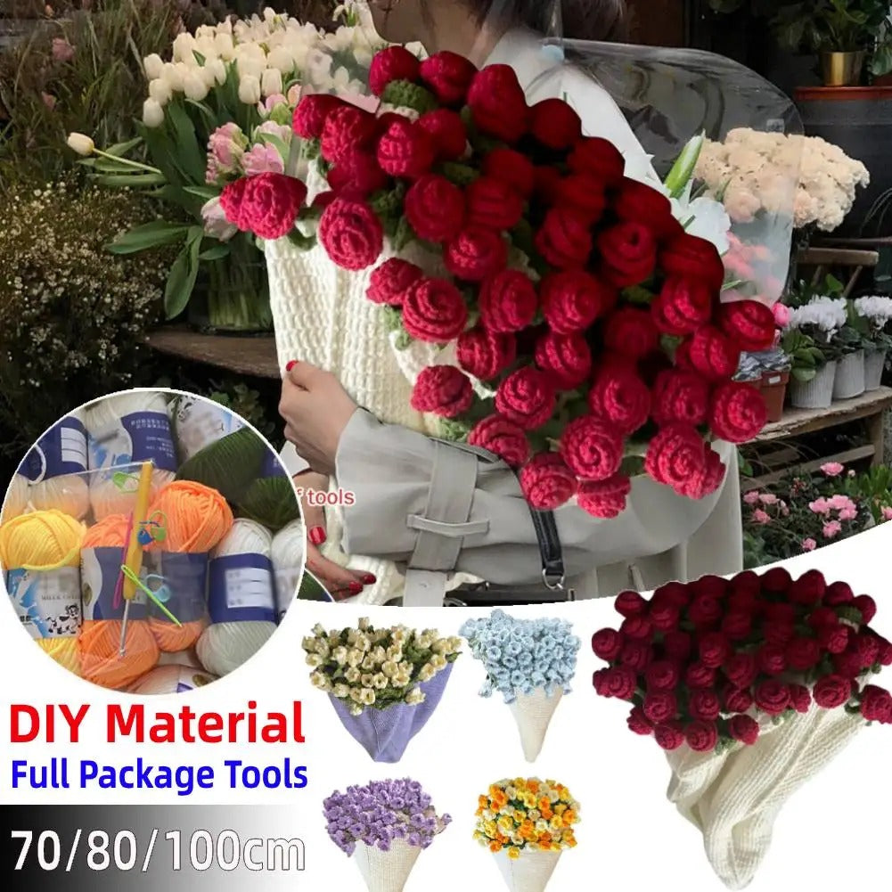 DIY Handmade Flower Crocheted Blanket Material Package Flower Bouquet