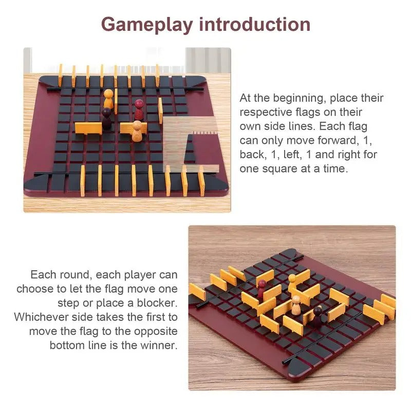 Wooden Checkers Board Game Two-Player Game