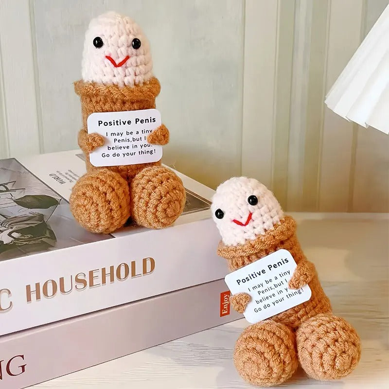 Positive Crochet Doll Funny Valentines Day Gift with Card