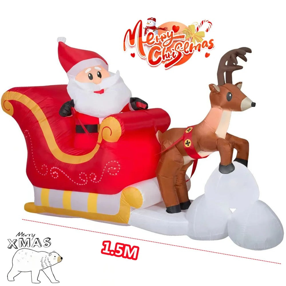 1.5M/5FT Christmas Inflatable Snowman/Deer Trailer Santa Claus Model With LED Light