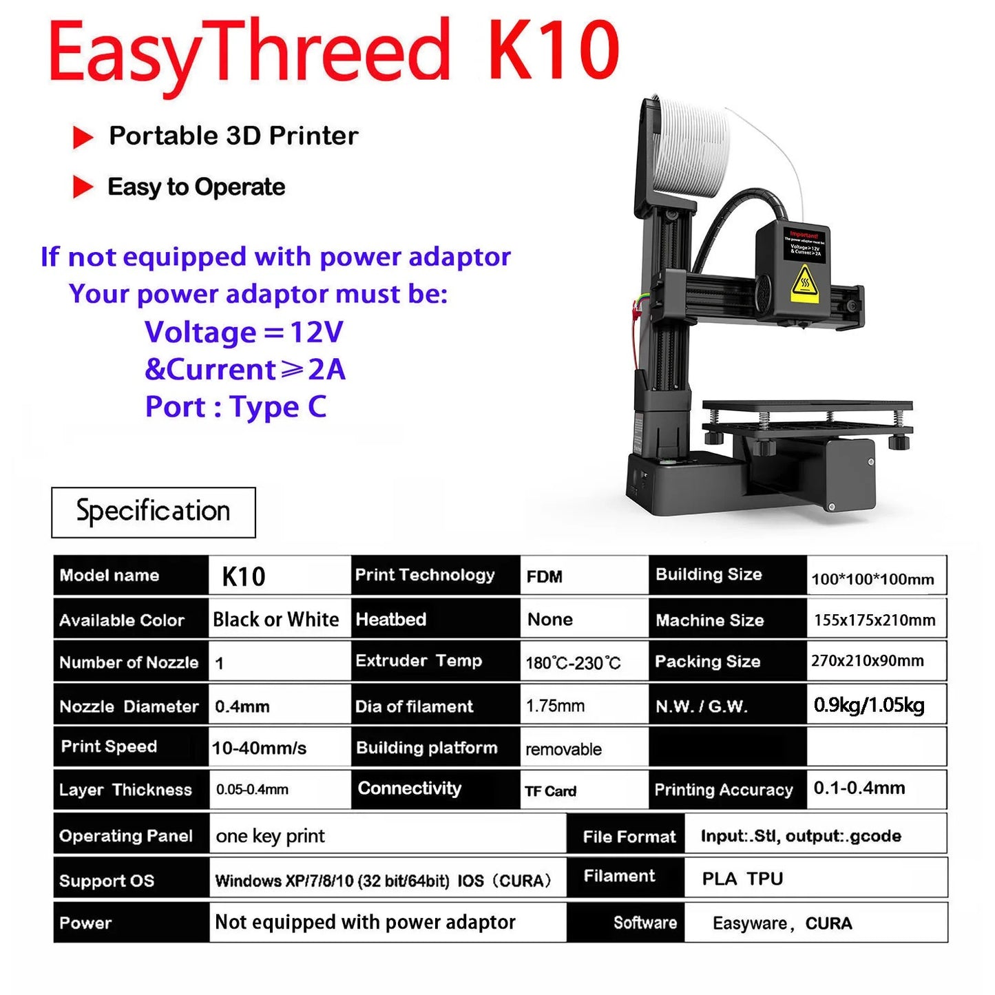 EasyThreed 3D Printer Entry Level Compatible