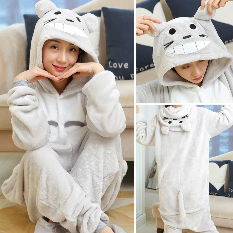 Women Cute Panda Bear Zebra Cartoon Onesies Kigurumi Unisex Autumn Winter Anime Costumes Adults Kids Flannel Sleepwear Pajamas