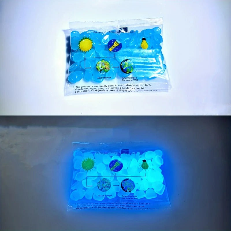 100pcs Glow In The Dark Pebbles, Resin Luminous Stones