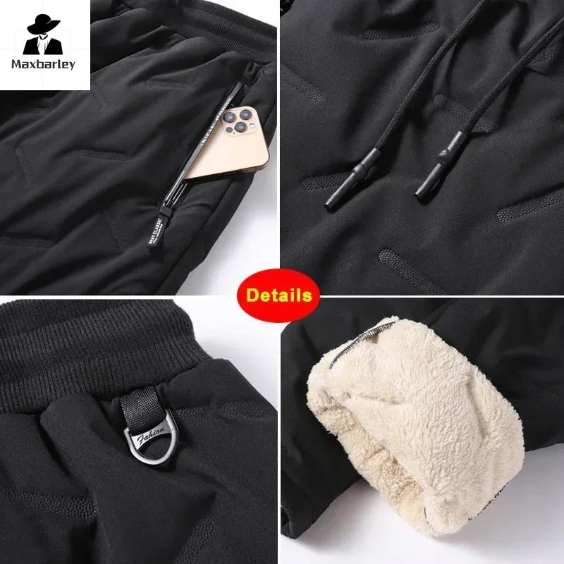 Men's Casual Waterproof Zipper Pocket Thickened Wool Warm