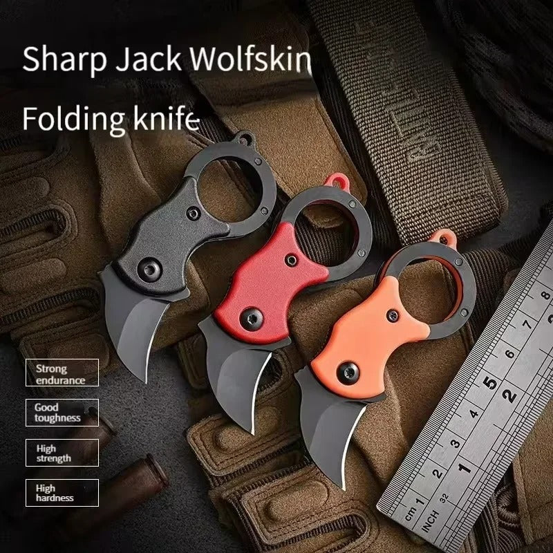 Folding Knife EDC Key Fox Claw Box Cutter Necklace Knife Camping Portable Self-defense Pocket Knife