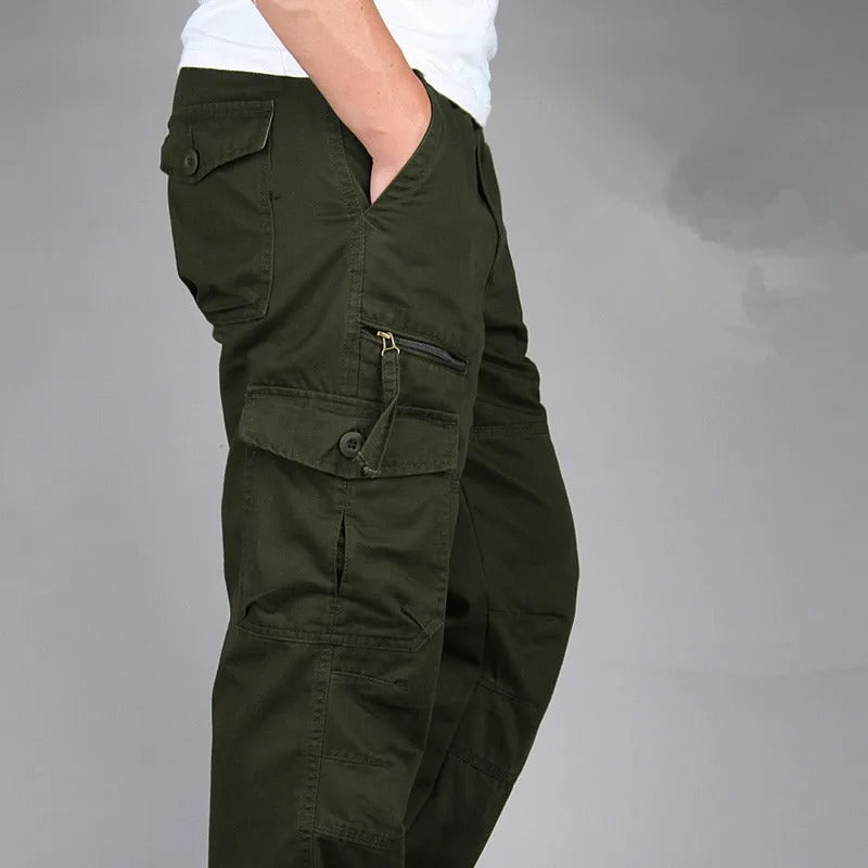 Cargo Pants Spring Summer Work Straight Pants Multi-Pocket Cotton Loose Trousers