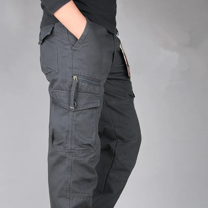 Cargo Pants Spring Summer Work Straight Pants Multi-Pocket Cotton Loose Trousers