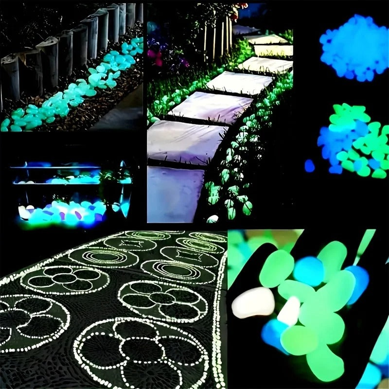 100pcs Glow In The Dark Pebbles, Resin Luminous Stones