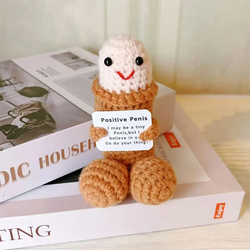 Positive Crochet Doll Funny Valentines Day Gift with Card