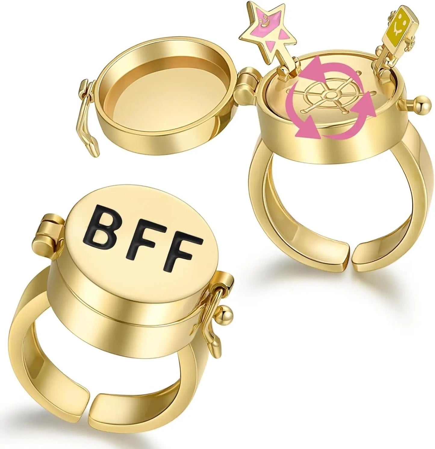 Spinner BFF Matching Rings Best Friend Open Rotate Ring Forever Friendship