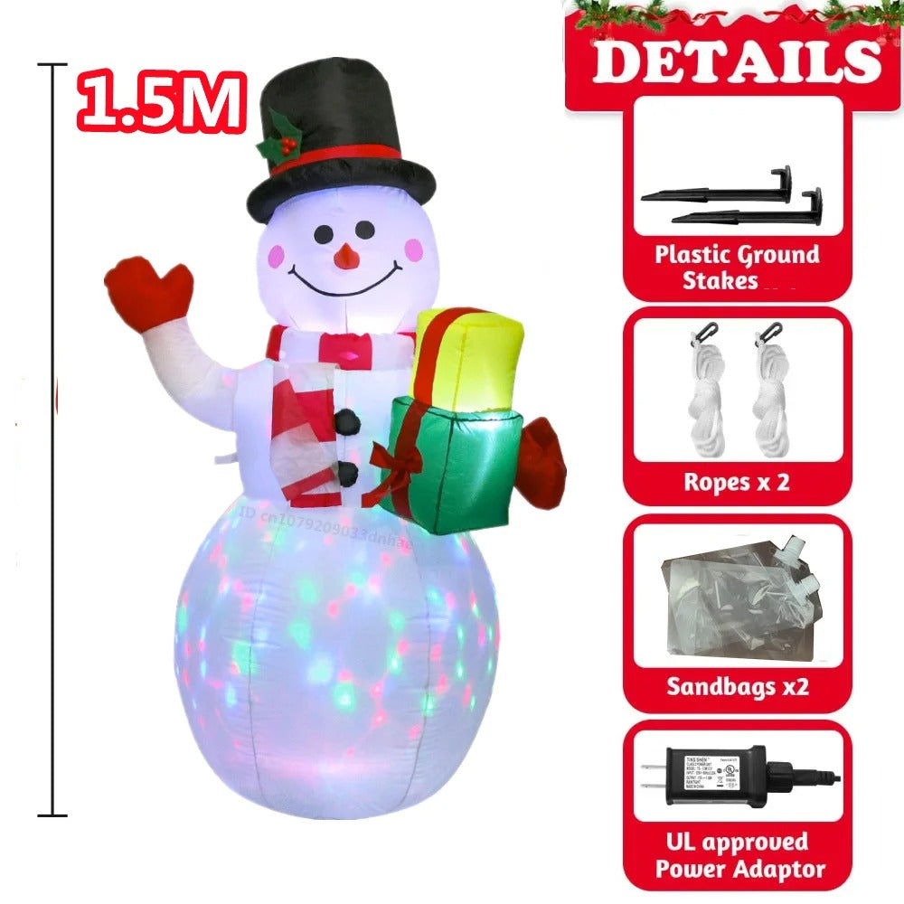 1.5M/5FT Christmas Inflatable Snowman/Deer Trailer Santa Claus Model With LED Light