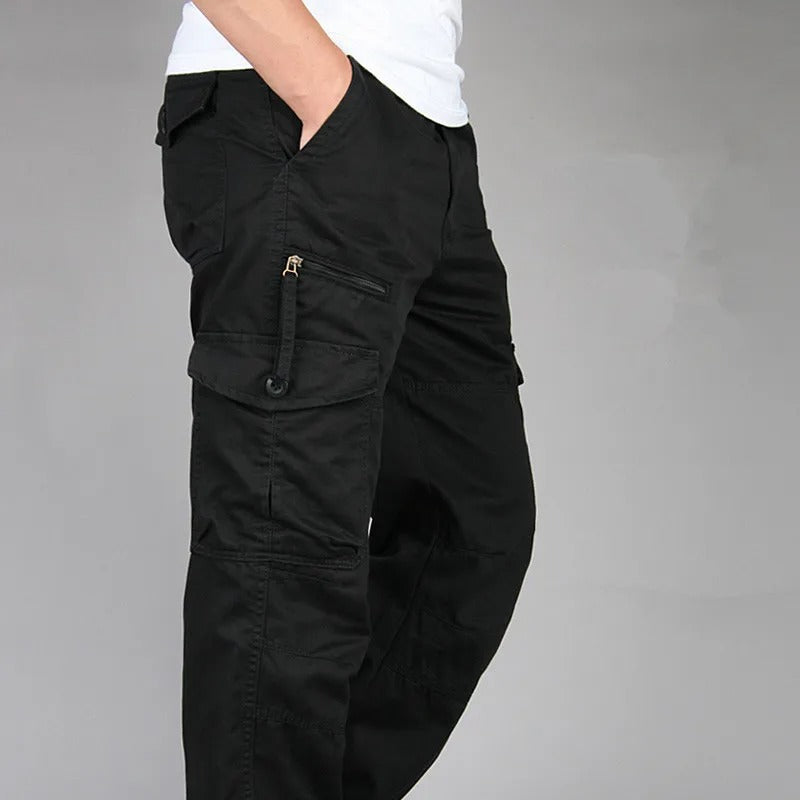 Cargo Pants Spring Summer Work Straight Pants Multi-Pocket Cotton Loose Trousers