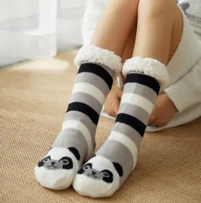 penguin Plush Soft Female Non Grip Floor Slippers Short Sock