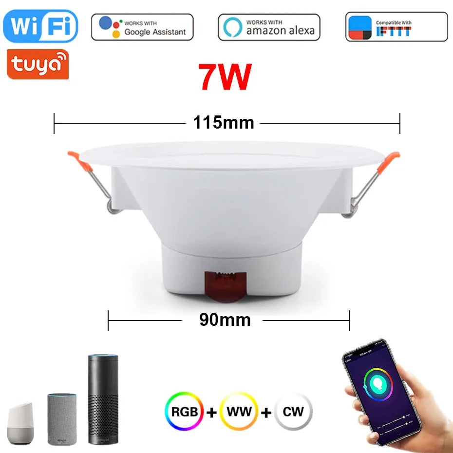 Tuya WiFi LED Downlight 5W 7W 9W 10W 15W 220V Dimmable Spot Led Light Work With Alexa Google