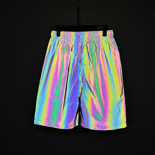 Rainbow Color Reflective Hip Hop Shorts