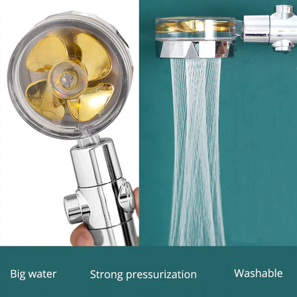 Hydro Jet Powered Handheld Turbo Fan High Pressure Shower Head With Filter