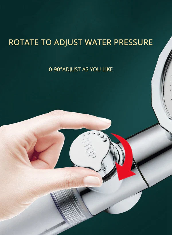 Hydro Jet Powered Handheld Turbo Fan High Pressure Shower Head With Filter