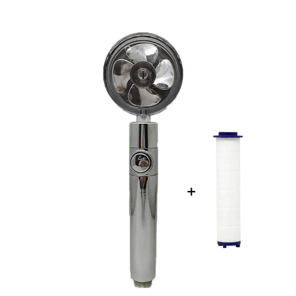 Hydro Jet Powered Handheld Turbo Fan High Pressure Shower Head With Filter