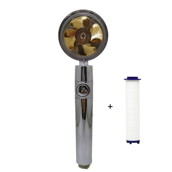 Hydro Jet Powered Handheld Turbo Fan High Pressure Shower Head With Filter