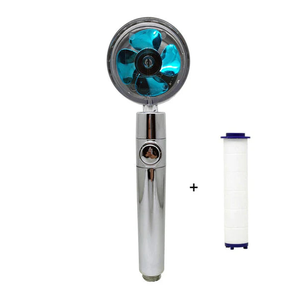Hydro Jet Powered Handheld Turbo Fan High Pressure Shower Head With Filter