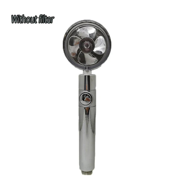 Hydro Jet Powered Handheld Turbo Fan High Pressure Shower Head With Filter