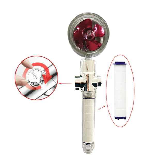Hydro Jet Powered Handheld Turbo Fan High Pressure Shower Head With Filter
